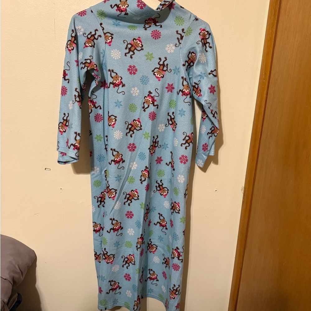 Up Late light blue snuggy blanket with Monkey and Snowflake Pattern